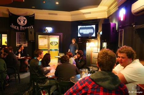 TRIVIA TIMES: Some of the sexy crowd at Music and Movie Trivia, with yours truly up the front.